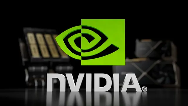 Close-up of an NVIDIA graphics card with visible memory modules and copper cooling fins.